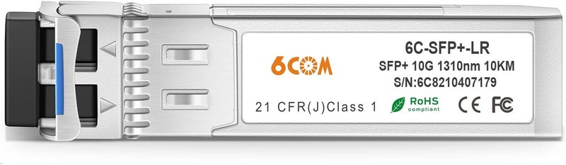 6COM 2Pack 10GBase-LR SFP+ Transceiver, 10G LC Single Mode Module for Cisco SFP-10G-LR, Meraki MA-SFP-10GB-LR, Ubiquiti UF-SM-10G, Mikrotik, D-Link, Supermicro, Netgear DDM, 1310nm, 10km - Image 2